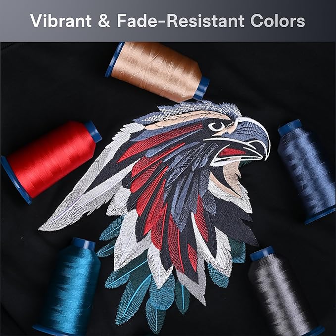 BAi Embroidery Thread Set 40 Brilliant Colors, 40WT (108D/2) High-Tenacity Polyester, 4000M Each Spool Smooth, Fade-Resistant, Professional Thread for Commercial Embroidery Machines