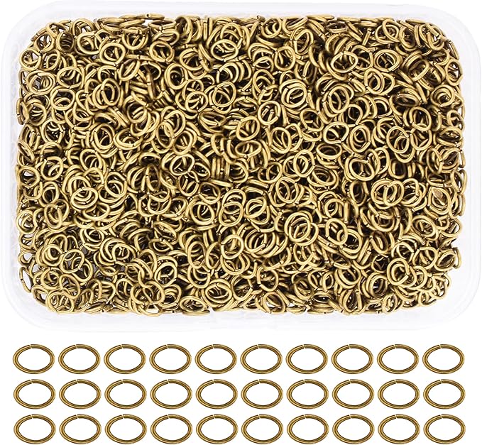 Mandala Crafts 1100 Pcs 7X5mm Antique Brass Oval Jump Rings - Nickel &, Easy to Use, Tarnish & Rust Resistant, Ideal for Jewelry Making & Crafting