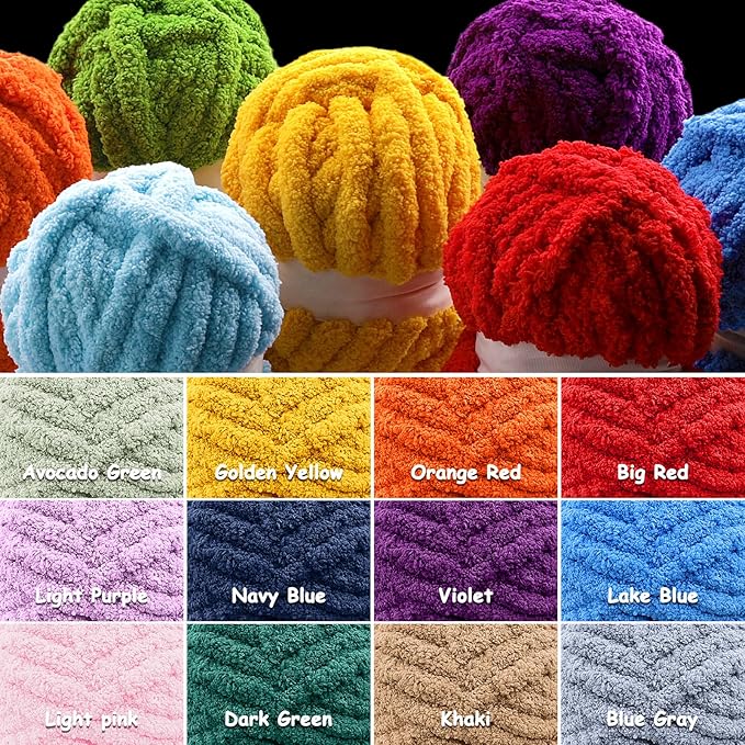 8 Pcs Chunky Yarn for Hand Knitting - Chunky Chenille Yarn for Crocheting - Fluffy Yarn for Crochet - Jumbo Yarn for Hand Knitting 28.4 yds 7.7 oz of Super Bulky Yarn (Camel Color)