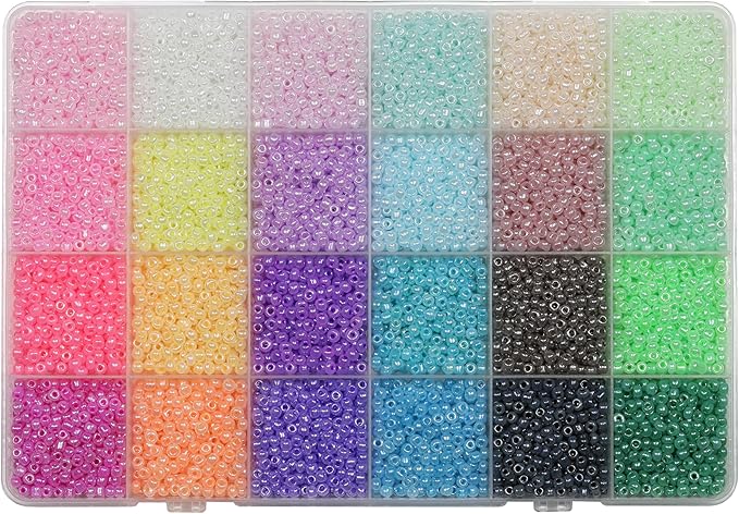 Size 3mm Glass Seed Beads 24 Ceylon Colors Total About 7200pcs,8/0 Seed Beads for Jewelry Making