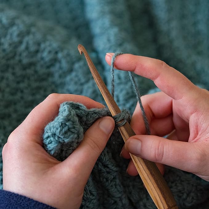 Ommi Ergonomic Handle Crochet Hooks | Handcrafted 7’’ Teak Wood Crochet Hook | Knitting Needle, Craft Yarn Weave | Best Gift! (Teak, 4.5 mm)