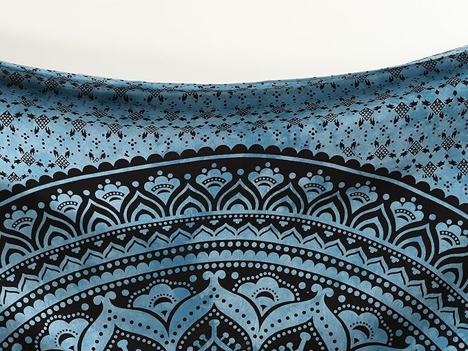 popular handicrafts queen mandala hippie tie dye psychedelic ombre tapestry wall hanging - indian maditation gypsy bohemian hippy dorm room decor blue 81x88 inch