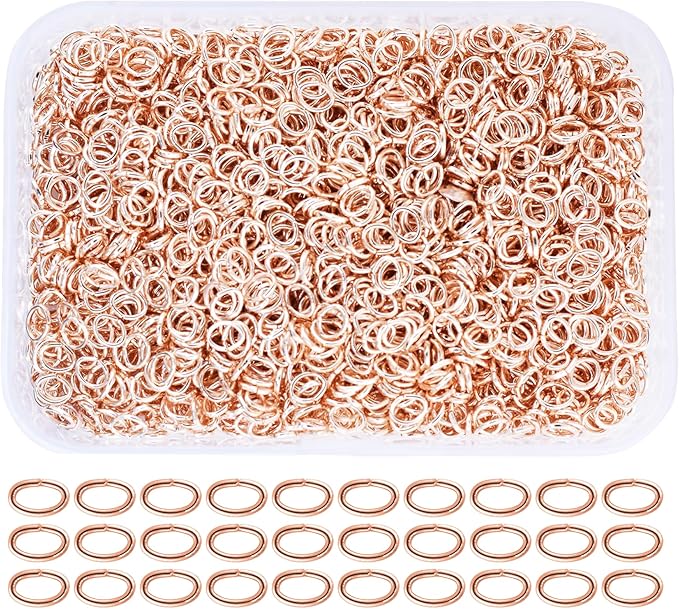 Mandala Crafts 1100 Pcs 7X5mm Rose Gold Oval Jump Rings - Jewelry Making Supplies - Small Open Jump Rings Kit for Necklace Earring