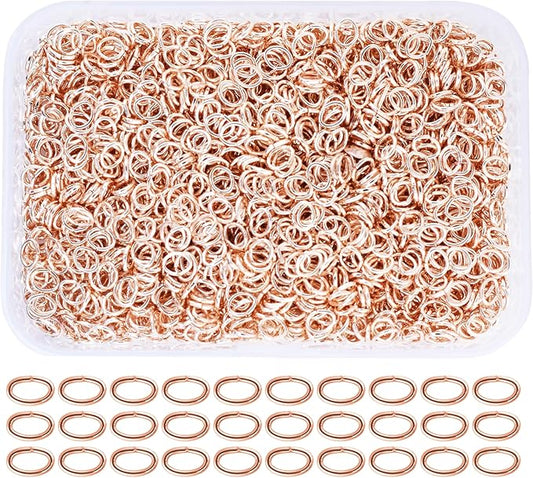 Mandala Crafts 1100 Pcs 7X5mm Rose Gold Oval Jump Rings - Jewelry Making Supplies - Small Open Jump Rings Kit for Necklace Earring