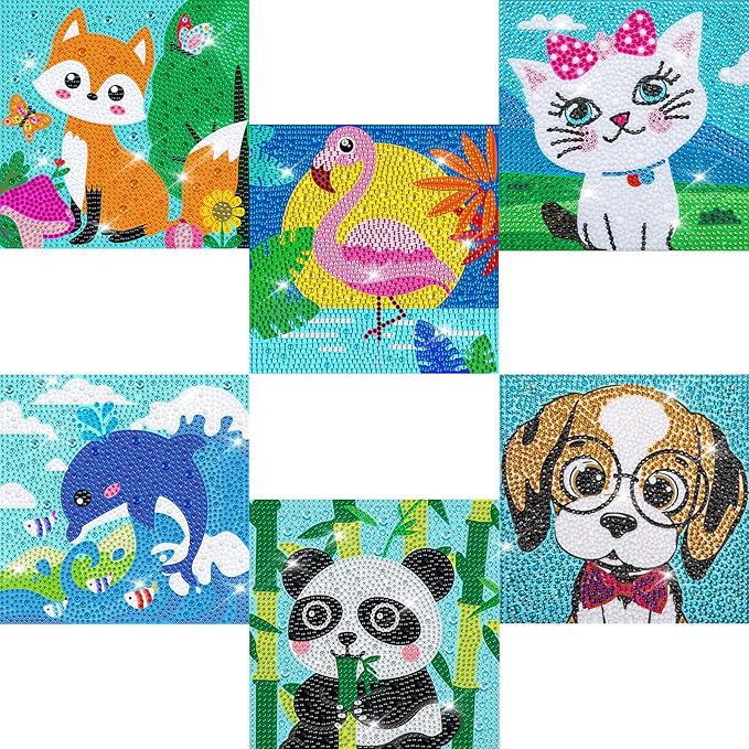 Labeol Diamond Art Kits for Kids Crafts for Girls Ages 6-8-10-12 Easy to DIY Creative Diamond Art Sticker Craft by Numbers Kits for Kids and Adult Beginners (6 Pack Chic)