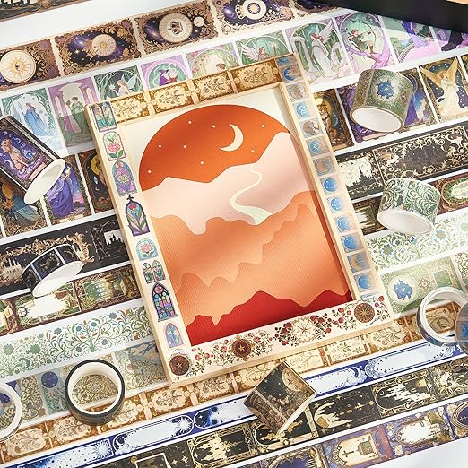 Witchy Washi Tape Set 22 Rolls,Tarot Decorative Masking Tape for Junk Journal, Journaling & Scrapbook Supplies, DIY Crafting Supplies