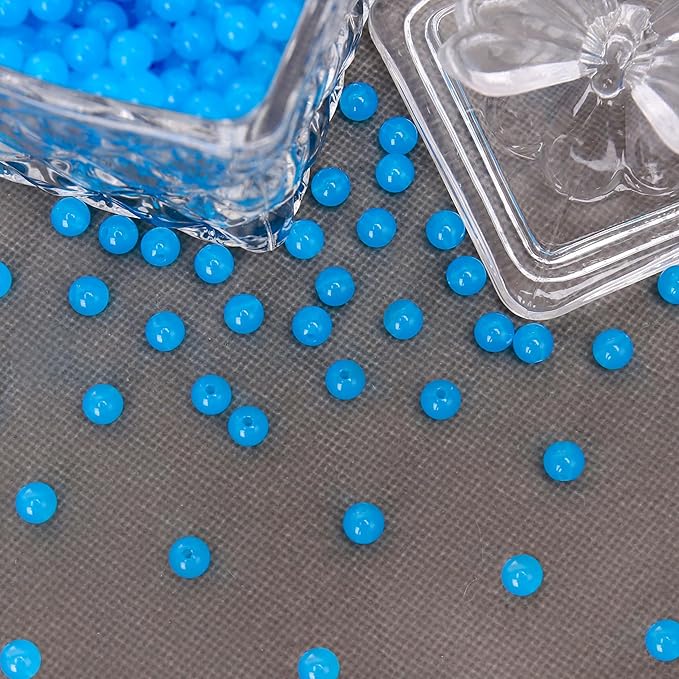 bonny boxx 500pcs 8mm jelly sapphire acrylic round beads, smooth transparent acrylic balls, plastic resin gumball bubblegum chunky beads for necklace & bracelet making, crafting supplies