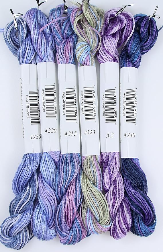 KCS Big skeins of 25 Meters Size 25 Color Variegated Cross Stitch Stranded Threads,6 skeins,20