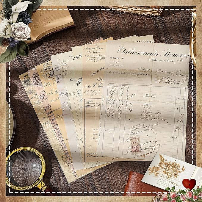 Zonon 114 Pieces 2 Sets Junk Journal Pages Vintage Pack Craft Paper Junk Journal Vintage Paper for Albums Planner Decorative Crafts Embellishment Supplies(Daily List)