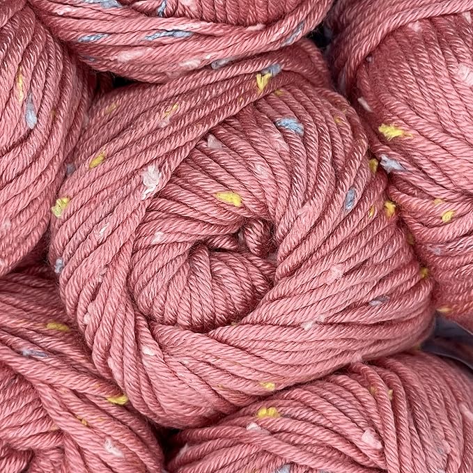 Tweed Twinkles Soft Baby Yarn for Crocheting, 8-Pack (696Yds / 400G), Free Patterns - Acrylic Baby Blanket Knitting Yarn with Flecks - Size 3 DK Light Worsted Weight - Pink Lemonade
