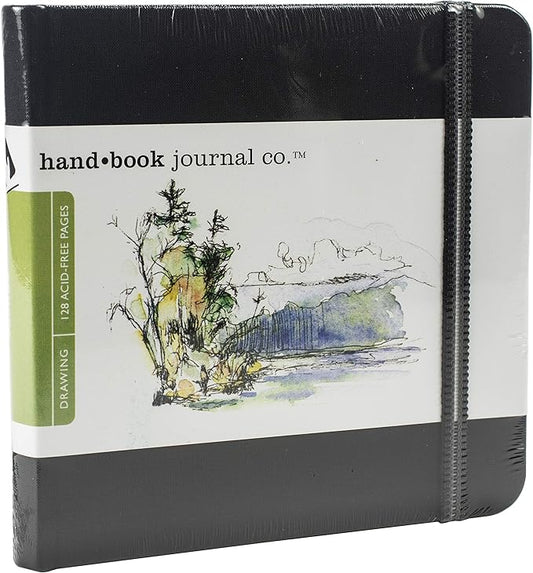 Travelogue Drawing Book, Square 5-1/2 x 5-1/2, Ivory Black Artist Journal