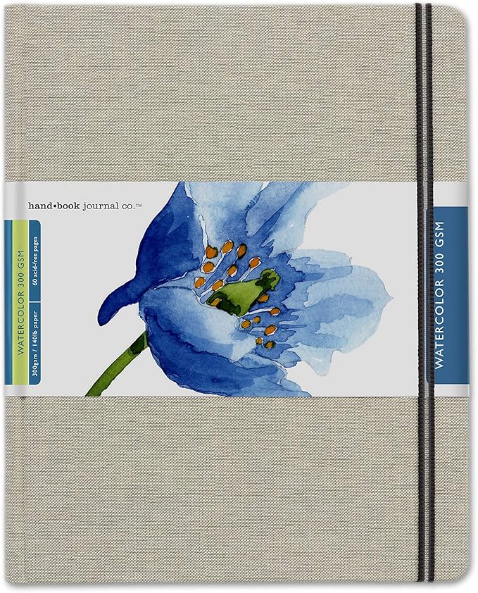Handbook Journal Co. Artist Watercolor Sketchbook Journal, Grand Portrait 10.5 x 8.25 Inches, 140lb / 300 GSM, Hardcover w/Pocket