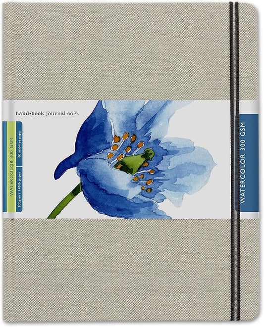 Handbook Journal Co. Artist Watercolor Sketchbook Journal, Grand Portrait 10.5 x 8.25 Inches, 140lb / 300 GSM, Hardcover w/Pocket