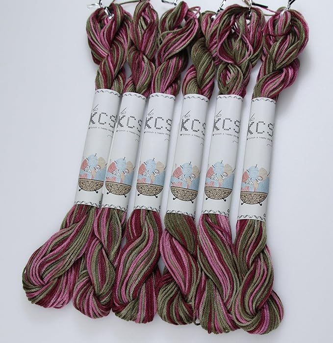KCS Big skeins of 25 Meters Size 25 Color Variegated Cross Stitch Stranded Threads,6 skeins,4504