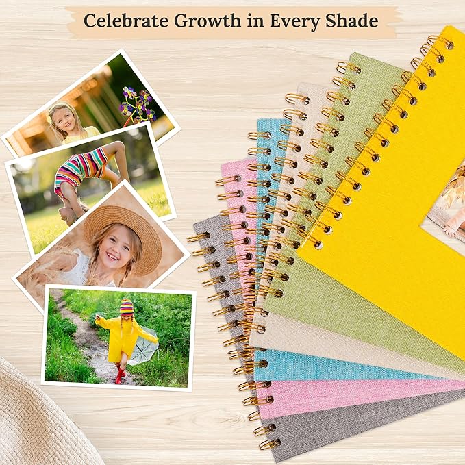 Scrapbook Photo Album Linen Cover, 8 x 8 Inch Hardcover Kraft White Pages Memory Book, for Travel Wedding Guest Book Christmas Baby Shower (20 Sheets/ 40 Pages,Grassgreen)