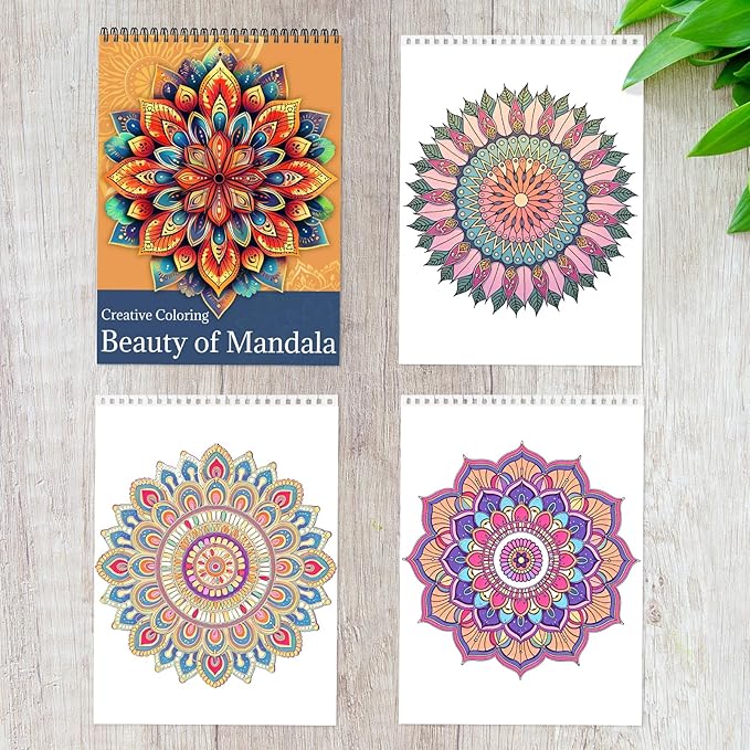 CKMOREL Mandala Coloring Book for Adult Spiral Bound Lay Flat Mandala Coloring Book for Women 24 Pages One Sided Design Gift for Adult to Relax and Relieve Anxiety - Beauty of Mandala