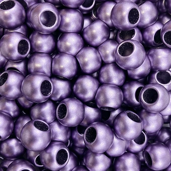 300 acrylic large hole beads for crafts 10mm x 12mm acrylic barrel beads with 5.7mm large hole, matte purple