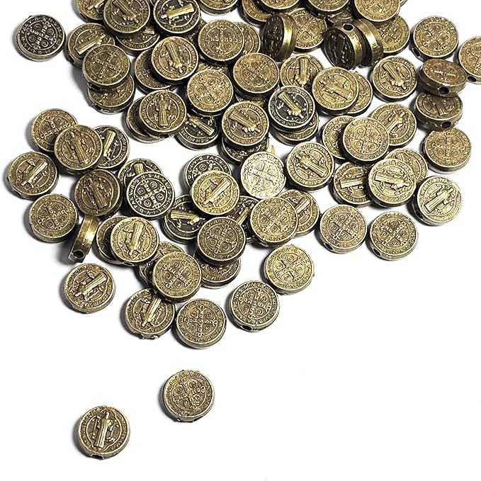 100pcs 6mm Silver Jesus Cross Beads, Engraved Catholic Religious Bead Accessories for DIY Rosary, Bracelet & Necklace Making, Zinc Alloy Small Cross Beads, Craft Jewelry Supplies