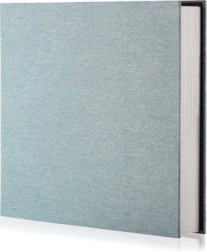 Green Photo Album Self Adhesive Scrapbook Album for 4×6 Photos/Pictures DIY Linen Cover Album 15 Sheets/30 Blank Pages for Family Wedding, Birthday, Christmas, Anniversary
