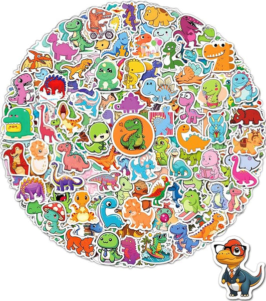 300 pcs dinosaur stickers for kids, cute water bottle stickers for kids waterproof, vinyl laptop kid sticker pack, kid classroom prizes for elementary students