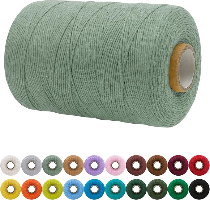 JeogYong 1mm x 426 Yards (1279 Feet) Soft Cotton Macrame Cord, Macrame Supplies for Crafts, Wall Hangings, Plant Hangers, Home Decorations (Dark Bean Green)