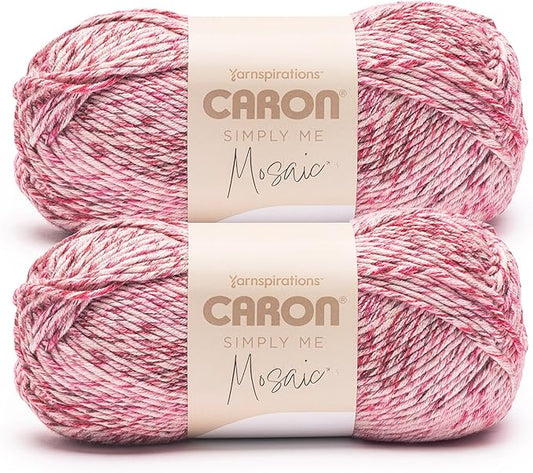 Caron Simply Me Mosaic Jubilee Yarn - 2 Pack of 140g/5oz - 62% Acrylic, 20% Nylon, 18% Wool - #5 Bulky - 173 Yards - Knitting/Crochet