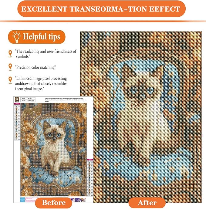igoodom Diamond Art Kits for Adults, Cat Diamond Art Kits, Full Drill Round Cat Diamond Painting Kits, DIY Gem Art and Crafts for Home Wall Decor Gift 12x16inch