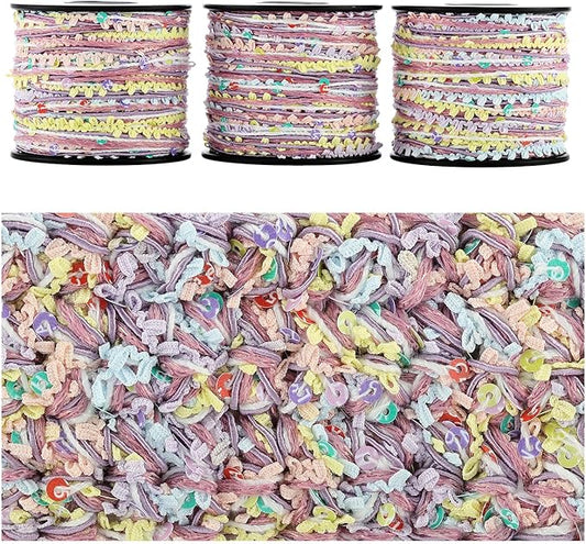 Artisanal Yarn Collection Multifiber Fancy Yarn for Knitting Crocheting Crafts DIY, Set of 3 Rolls (Vintage Sugar Motes)