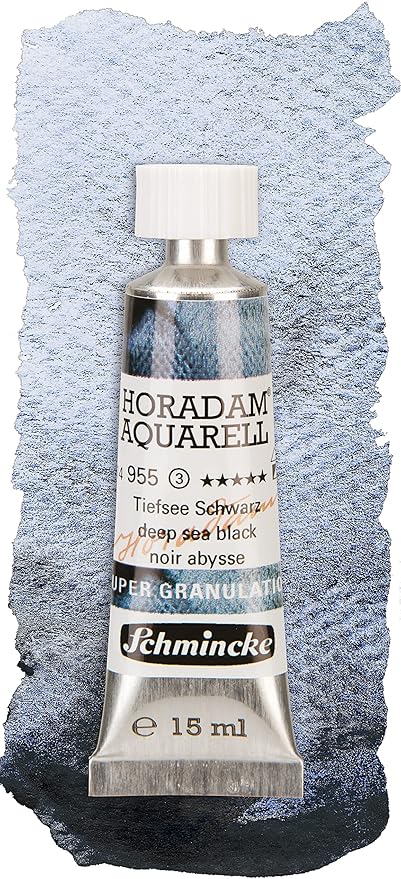 Schmincke - HORADAM® AQUARELL, Super- Granulation Set Deep Sea, 5 x 15 ml tubes, 74 841 097, wooden box, very strong supergranulating watercolor paints