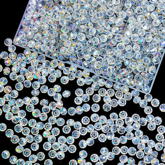 laopottbeads 460pcs 8mm crystal glass beads for jewelry making beads for bracelets necklace pendants making supplies(white ab color)