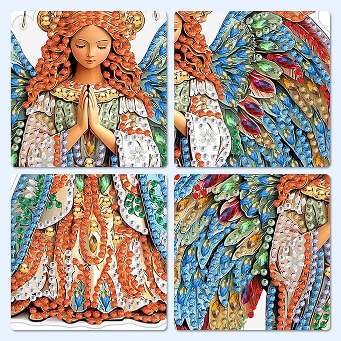 MXJSUA Diamond Art Hanging Kits for Adults Beginners, DIY Acrylic 5D Special Shaped Crystal Diamond Gem Art Painting Hanging Ornament for Home Wall Decor and Gift (Angel of Hope)