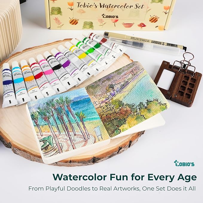 Original Tobios 12-Color Watercolor Paint Tube Refills – Artist-Grade Portable Watercolor Tubes for Travel, Painting & Creative Projects – High-Pigment Refill Set for Beginners, Students & Professional Artists