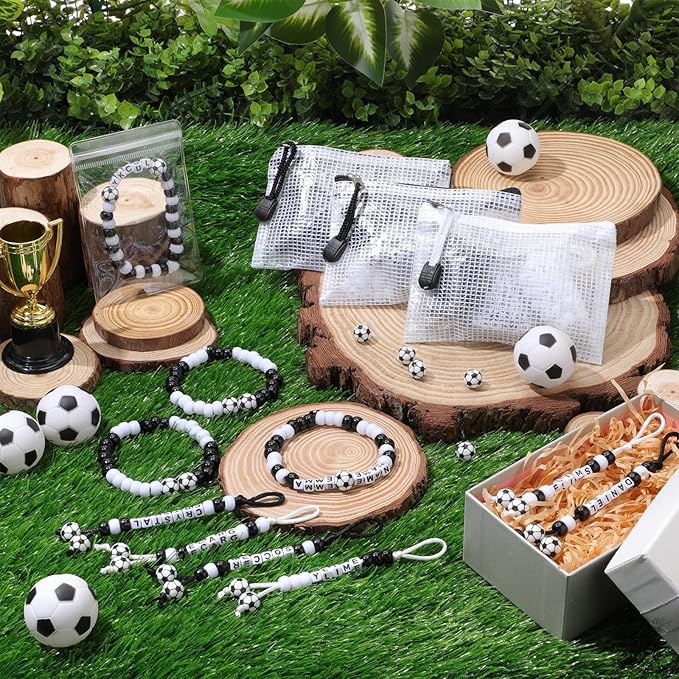 Tondiamo 1896 Pcs 12 Set Soccer Beads DIY Kit for Making Bracelets Necklace Lanyard Keychains Jewelry Making Crafts Sport Letter Bead Charm Sport Theme Party Favor Team Gift Backpack Accessories