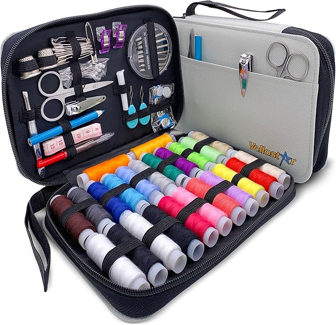 Easy to Use Light Grey Sewing Kit - Christmas Gifts for Girls, Teens, Moms & Kids - Beginner Hand Sew Kit for Clothing Repairs. Includes 30 Needles, Thread, and All Essential Supplies for Small Fixes