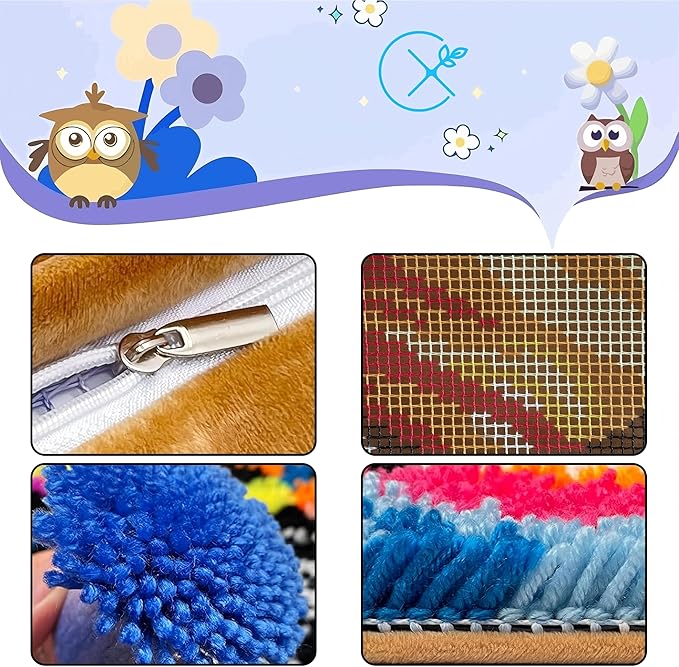 Cozykeke Snowman Latch Hook Kit,DIY Pillow Cover Cushion Craft Kits with Pre-Printed Canvas for Adults and Beginners, Suitable for Home Decor and Festival Gift 17 * 17in (BX53)