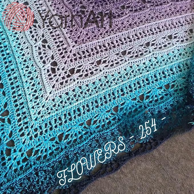 YarnArt Flowers – Gradient Cotton Acrylic Blend, 250g (8.8 oz), 1094 yds, Lightweight Sport Yarn for Crochet, Knitting, Shawls, Summer Projects (254)