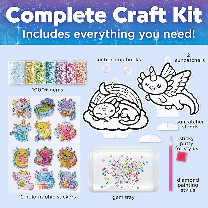 Creativity for Kids Big Gem Diamond Painting Axolotl: Girl Toys and Crafts for Ages 6-8+