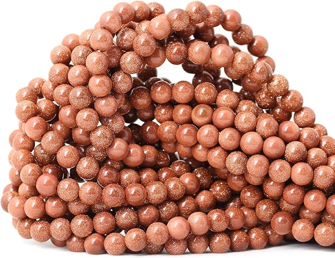 cheavian 60pcs 6mm gold sandstone gemstone round loose beads for jewelry making 1 strand 15"
