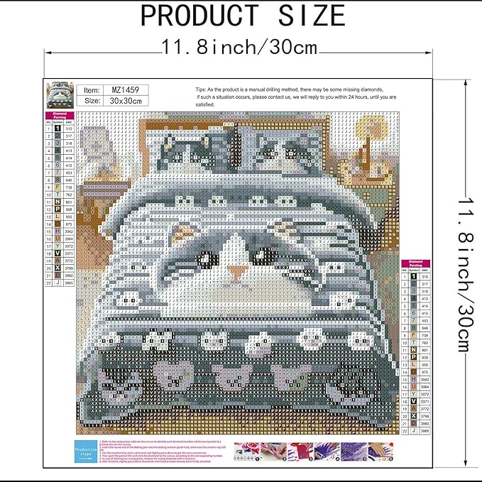 mrpwnle Diamond Art Kits for Adults, Cat Diamond Painting Kits for Adults Beginners, 5D Diamonds Painting, DIY Round Full Drill Gem Art Crafts, Home Decor Gifts 11.8x11.8 inch