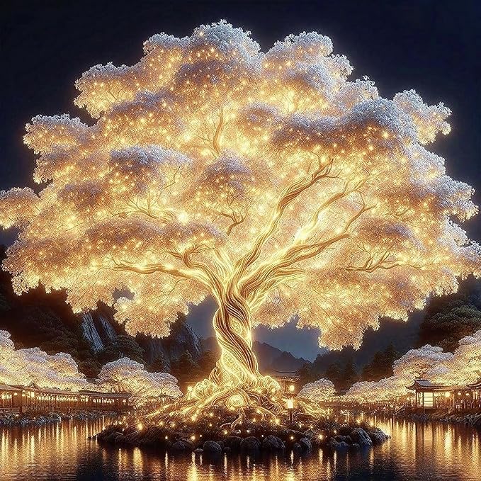 ijbnhd Tree of Life Diamond Art Kits for Adults-Tree of Life Diamond Painting Kits for Beginners, 5D DIY Full Drill Round Gem Art Crafts for Home Wall Decor 14X14 inch