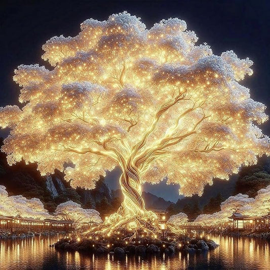 ijbnhd Tree of Life Diamond Art Kits for Adults-Tree of Life Diamond Painting Kits for Beginners, 5D DIY Full Drill Round Gem Art Crafts for Home Wall Decor 14X14 inch