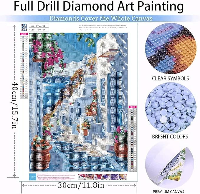 WUDWL Diamond Art Kits for Adults Beginner, Coastal City DIY Modern Diamond Painting Kits 5D Diamond Dots Gem Art Crafts with Tools,Round Full Drill Funny Crafts for Home Wall Decor&Gift-12x16inch