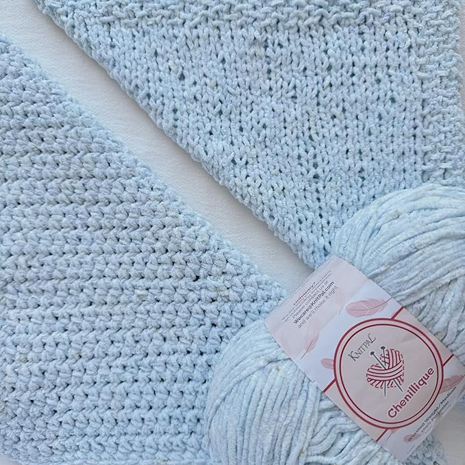 Chenillique Velvet Chenille Yarn for Crocheting, 4-Pack (856Yds / 400G), Free Patterns, Beginners Friendly - Soft Baby Yarn for Knitting Baby Blanket - #4 Medium Worsted Weight - Dreamy Sky