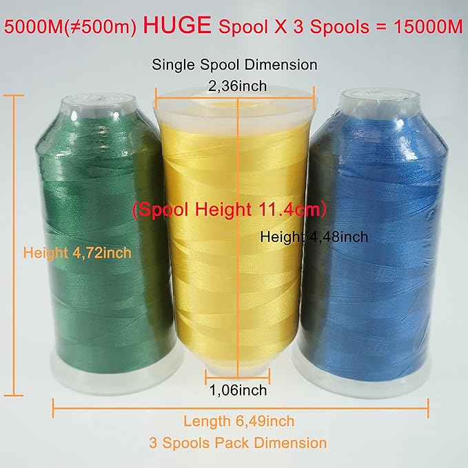 New brothreads - 40 Options- Various Assorted Color Packs of Polyester Embroidery Machine Thread Huge Spool 5000M for All Embroidery Machines -Basic Colors 2