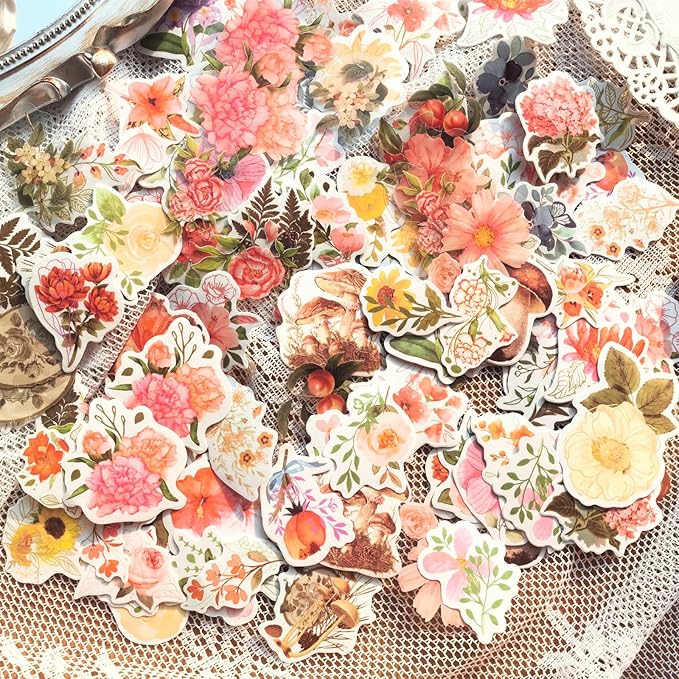 Flartmo 313 Pcs Complete Scrapbook Supplies Kit, Vintage Scrapbook Paper & Nature Flower Stickers, Junk Journal Scrapbooking Supplies Kit for Journaling, Scrapbooking Embellishments, Planner, Card