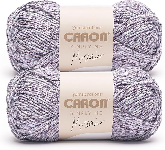 Caron Simply Me Mosaic Purple Agate Yarn - 2 Pack of 140g/5oz - 62% Acrylic, 20% Nylon, 18% Wool - #5 Bulky - 173 Yards - Knitting/Crochet