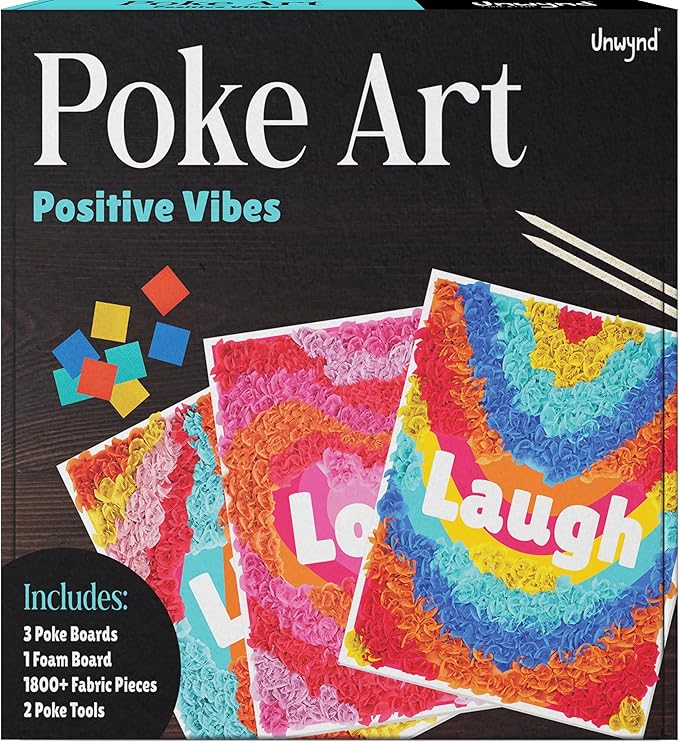 Unwynd Poke Art Positive Vibes, Mess-Free Arts and Crafts for Adults, Teen Craft Kits, Thoughtful Easter Gifts for Women and Men
