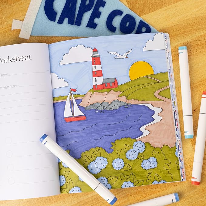 Elyse Breanne Design | Coastal Americana Coloring Book | 40 Pages | 8.5x10 inches | Coastal Coloring Pages
