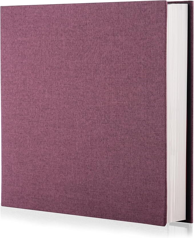 Purple Photo Album Self Adhesive Scrapbook Album for 4×6 Photos/Pictures DIY Linen Cover Album 15 Sheets/30 Blank Pages for Family Wedding, Birthday, Christmas, Anniversary