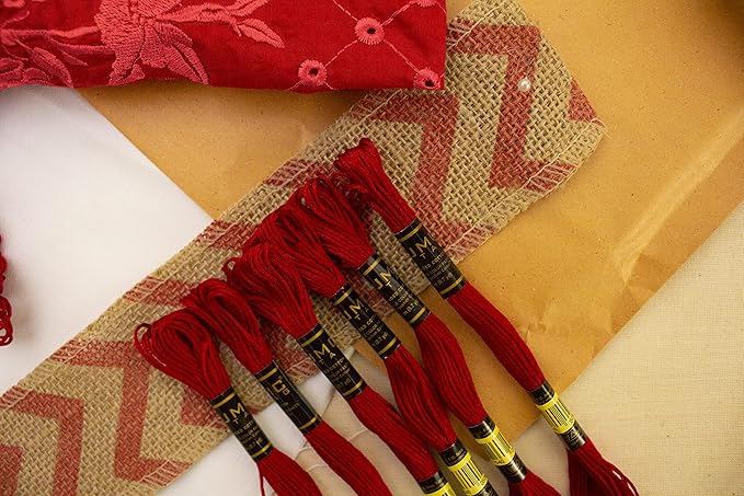 12 Pieces Red 47/321 Premium Embroidery Thread | 100% Egyptian Cotton Premium Skeins | Cross Stitch Embroidery Floss | Oeko TEX Certified Stranded Cotton (Red)